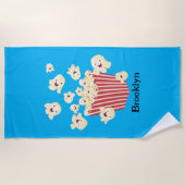 Niedlicher lustiger Popcorn-Cartoon Strandtuch (Vorderseite)