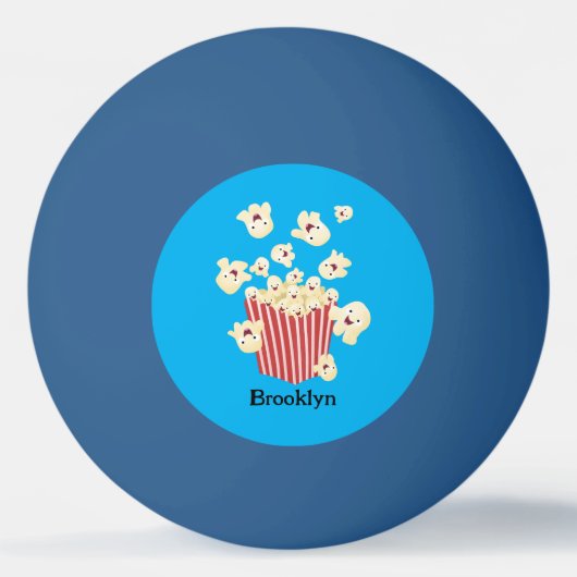 Niedlicher lustiger Popcorn-Cartoon Tischtennisball (Vorderseite)