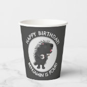 Niedlicher lustiger porcupine personalisierter Geb Pappbecher (Vorderseite)