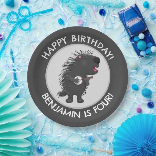 Niedlicher lustiger porcupine personalisierter Geb Pappteller (Party)
