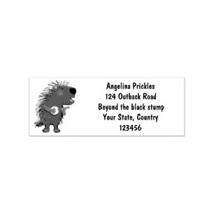 Niedlicher, lustiger Porcuppspiel Banjo Cartoon Gummistempel