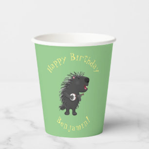 Niedlicher, lustiger Porcuppspiel Banjo Cartoon Pappbecher