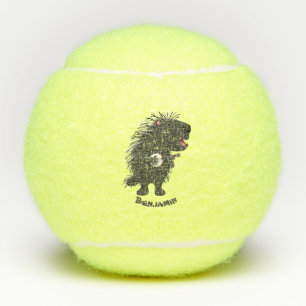Niedlicher, lustiger Porcuppspiel Banjo Cartoon Tennisbälle
