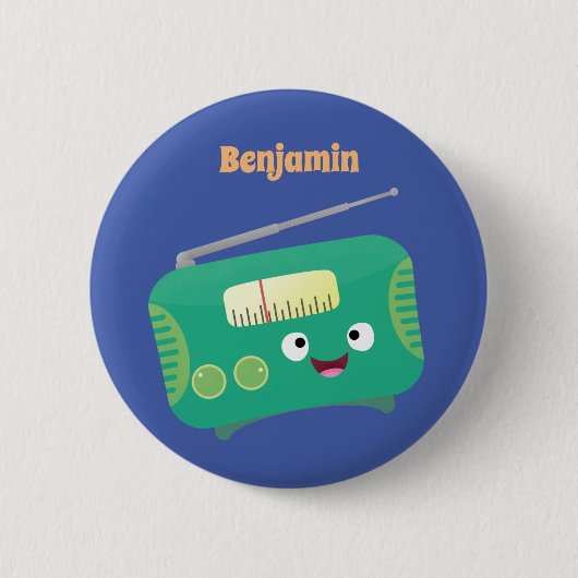 Niedlicher, lustiger Retro-Cartoon Button (Vorderseite)