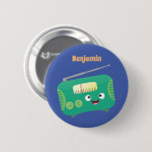 Niedlicher, lustiger Retro-Cartoon Button (Vorne & Hinten)