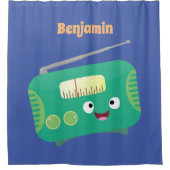 Niedlicher, lustiger Retro-Cartoon Duschvorhang (Vorderseite)