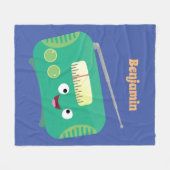 Niedlicher, lustiger Retro-Cartoon Fleecedecke (Vorderseite (Horizontal))