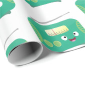 Niedlicher, lustiger Retro-Cartoon Geschenkpapier (Rolleneckpunkt)