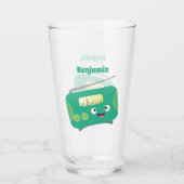 Niedlicher, lustiger Retro-Cartoon Glas (Rückseite)
