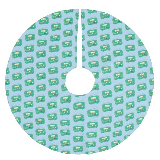 Niedlicher, lustiger Retro-Cartoon Polyester Weihnachtsbaumdecke (Vorderseite)