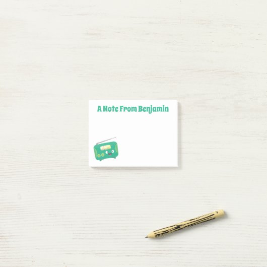 Niedlicher, lustiger Retro-Cartoon Post-it Klebezettel (Auf Schreibtisch)