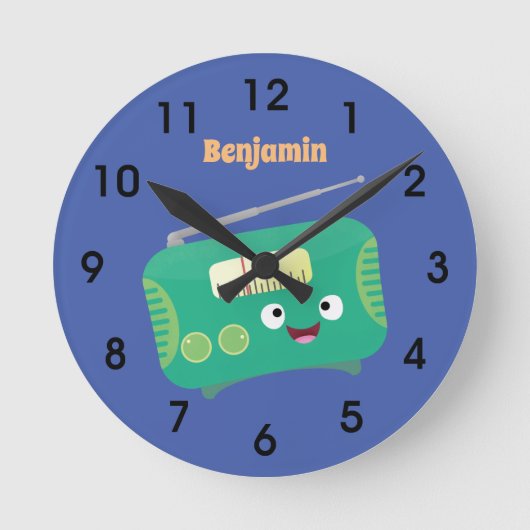Niedlicher, lustiger Retro-Cartoon Runde Wanduhr (Vorderseite)