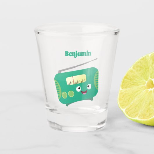 Niedlicher, lustiger Retro-Cartoon Schnapsglas (Vorderseite)