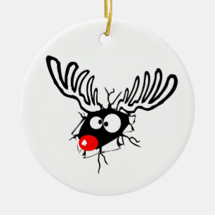 Niedlicher lustiger Rudolph der rote Weihnachtsges Keramikornament