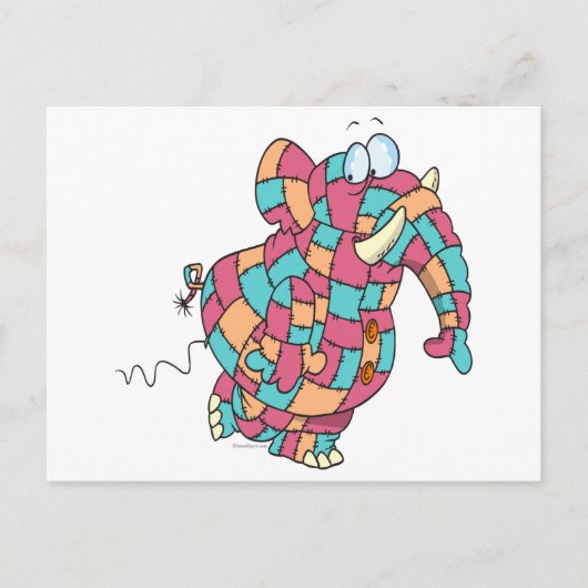 niedlicher, lustiger Stechwork-Elefant Postkarte (Vorderseite)