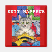 Niedlicher lustiger Strickkittenmagnet Magnet (Vorne)