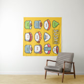 Niedlicher, lustiger Sushi Maki Brötchen Cartoon n Wandteppich (Beispiel (Horizontal))