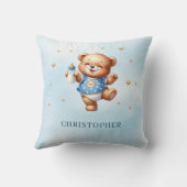 Niedlicher lustiger Teddybär mit Babyflasche Kissen (Rückseite)