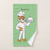 Niedlicher lustiger Tiger Koch Cartoon Illustratio Badhandtuch Set (Handtuch)