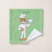 Niedlicher lustiger Tiger Koch Cartoon Illustratio Badhandtuch Set (Waschlappen)
