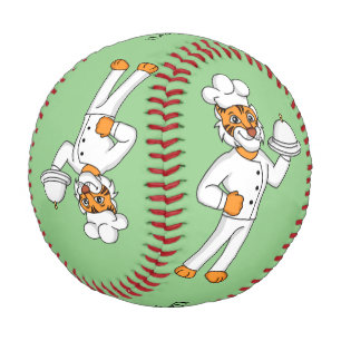 Niedlicher lustiger Tiger Koch Cartoon Illustratio Baseball