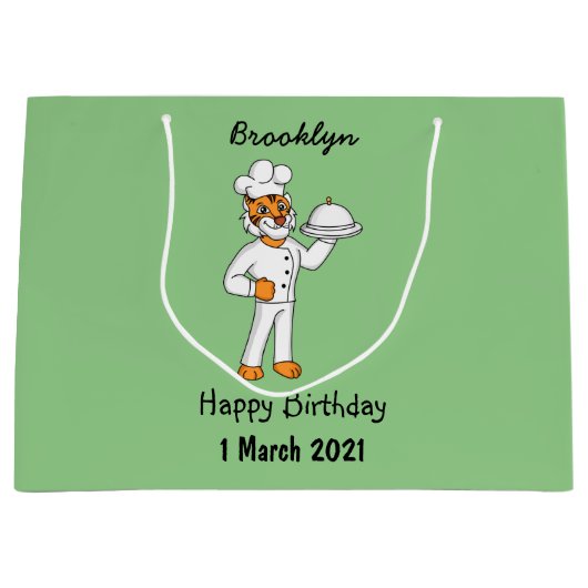 Niedlicher lustiger Tiger Koch Cartoon Illustratio Große Geschenktüte (Vorderseite)