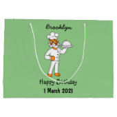 Niedlicher lustiger Tiger Koch Cartoon Illustratio Große Geschenktüte (Rückseite)