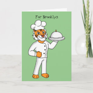 Niedlicher lustiger Tiger Koch Cartoon Illustratio Karte