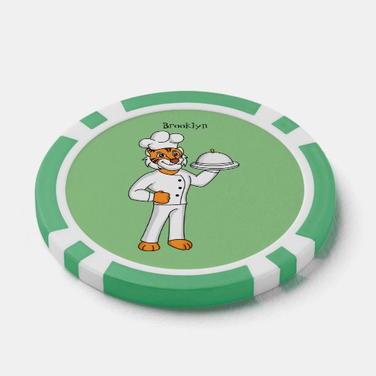 Niedlicher lustiger Tiger Koch Cartoon Illustratio Pokerchips (Einzeln)