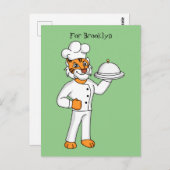 Niedlicher lustiger Tiger Koch Cartoon Illustratio Postkarte (Vorne/Hinten)
