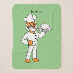 Niedlicher lustiger Tiger Koch Cartoon Illustratio Sherpadecke