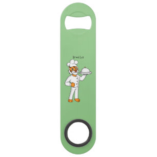 Niedlicher lustiger Tiger Koch Cartoon Illustratio Speed Flaschenöffner