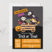 Niedlicher, lustiger Trick oder Treat Halloween Einladung (Vorderseite)