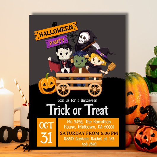 Niedlicher, lustiger Trick oder Treat Halloween Einladung