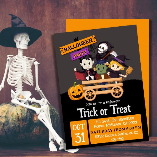 Niedlicher, lustiger Trick oder Treat Halloween Einladung