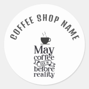 Niedlicher, lustiger Typografie-Kaffeeaufkleber Runder Aufkleber