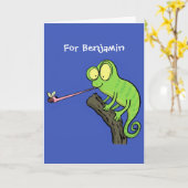 Niedlicher, lustiger und glücklicher Chameleon-Car Karte (Gelbe Blume)