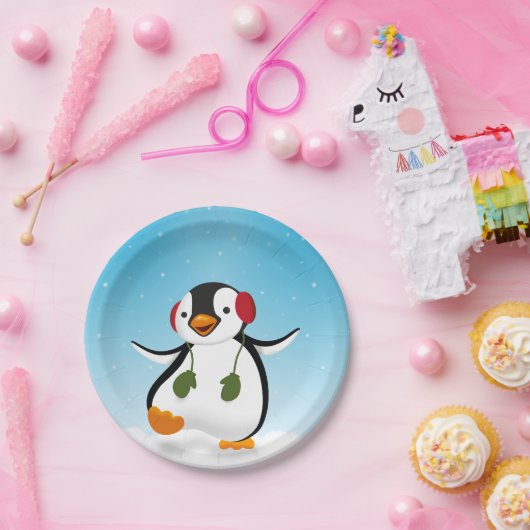 Niedlicher lustiger WinterPenguin Pappteller (Party)