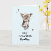 Niedlicher, lustiger Yorkshire Terrier, Yorkie Mot Karte (Gelbe Blume)