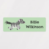 Niedlicher lustiger Zebra-Cartoon personalisiert Etiketten (Design 2)
