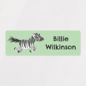 Niedlicher lustiger Zebra-Cartoon personalisiert Etiketten (Design 1)