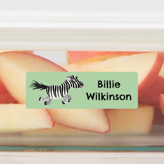 Niedlicher lustiger Zebra-Cartoon personalisiert Etiketten (Befestigt)
