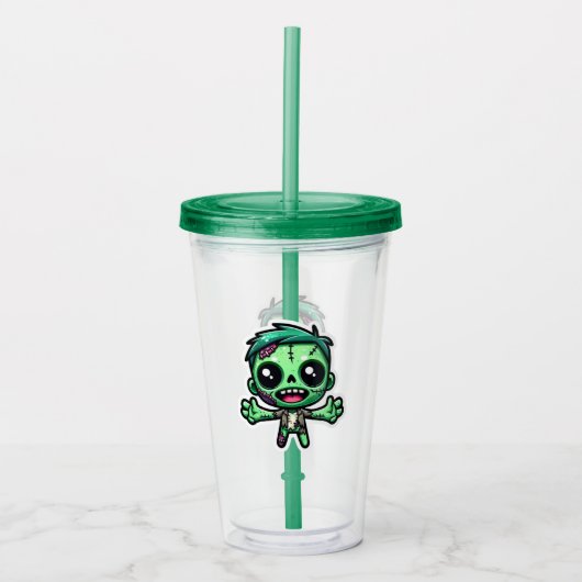 Niedlicher, lustiger Zombie Acryltrinkbecher (Vorderseite)