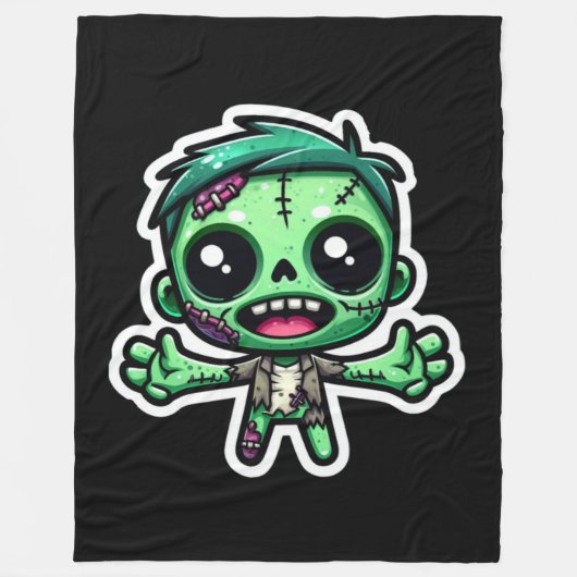 Niedlicher, lustiger Zombie Fleecedecke (Vorderseite)