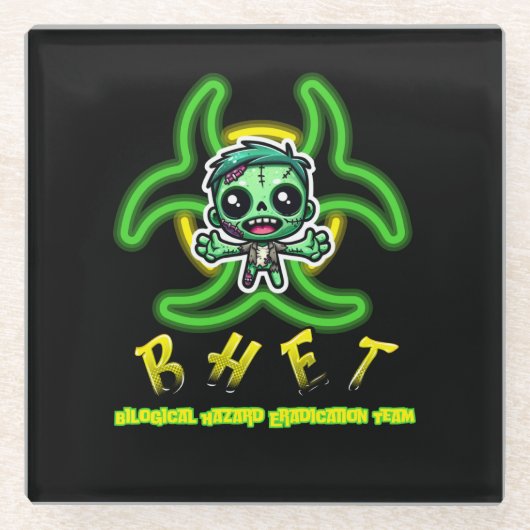 Niedlicher, lustiger Zombie Glasuntersetzer (Vorderseite)