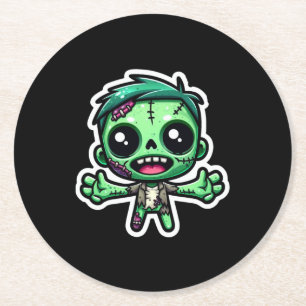 Niedlicher, lustiger Zombie Runder Pappuntersetzer
