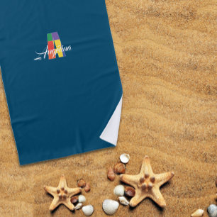 Niedlicher luxuriöser Vorname Ein Ozeanblau Strandtuch