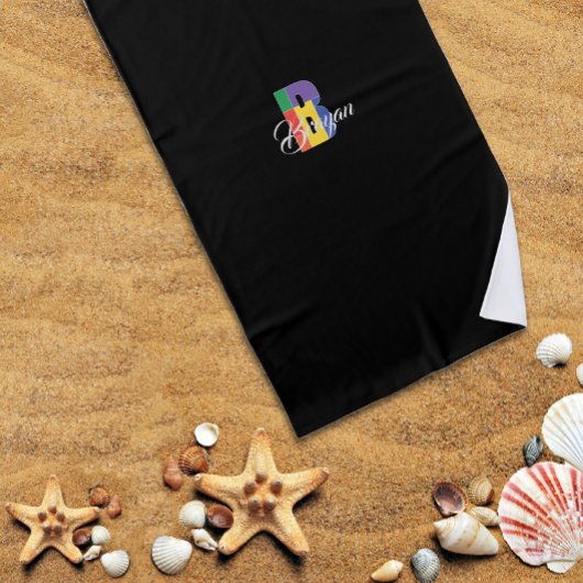 Niedlicher Luxus bunt Erstname Schwarz Strandtuch