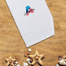 Niedlicher Luxus Korallenblau Erstname A weiß Strandtuch