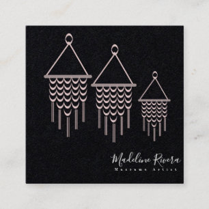 Niedlicher Macrame Artist Handmade Design Rosa Sch Quadratische Visitenkarte